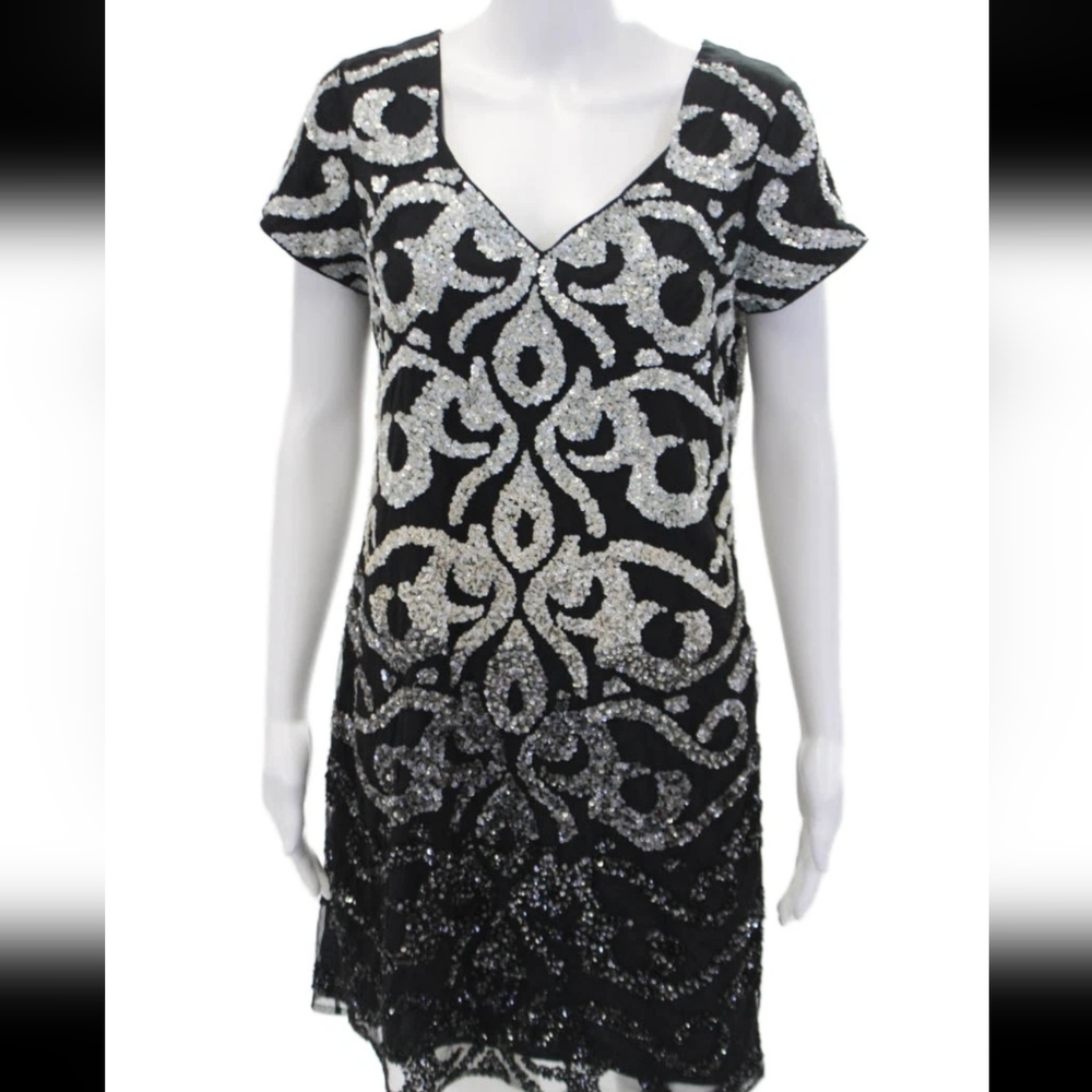  Vie la V Lauren Sequin Cocktail Mini Dress SZ 8